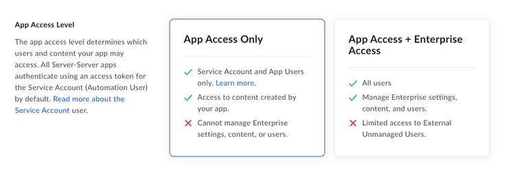 App access level