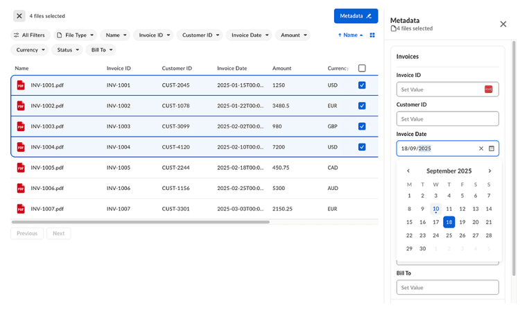 Editing metadata