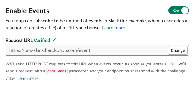 Enable Slack Event Subscriptions