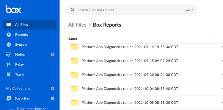 Box Report Folder Contents