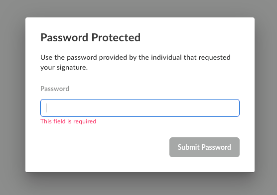 Password verification pop-up