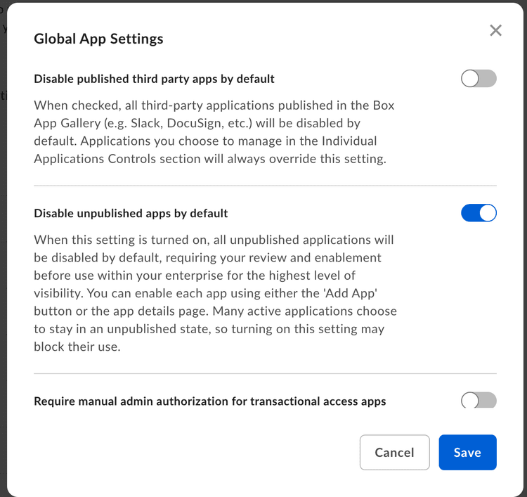 Global Integration Settings