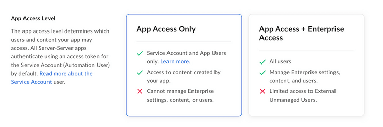 App access level